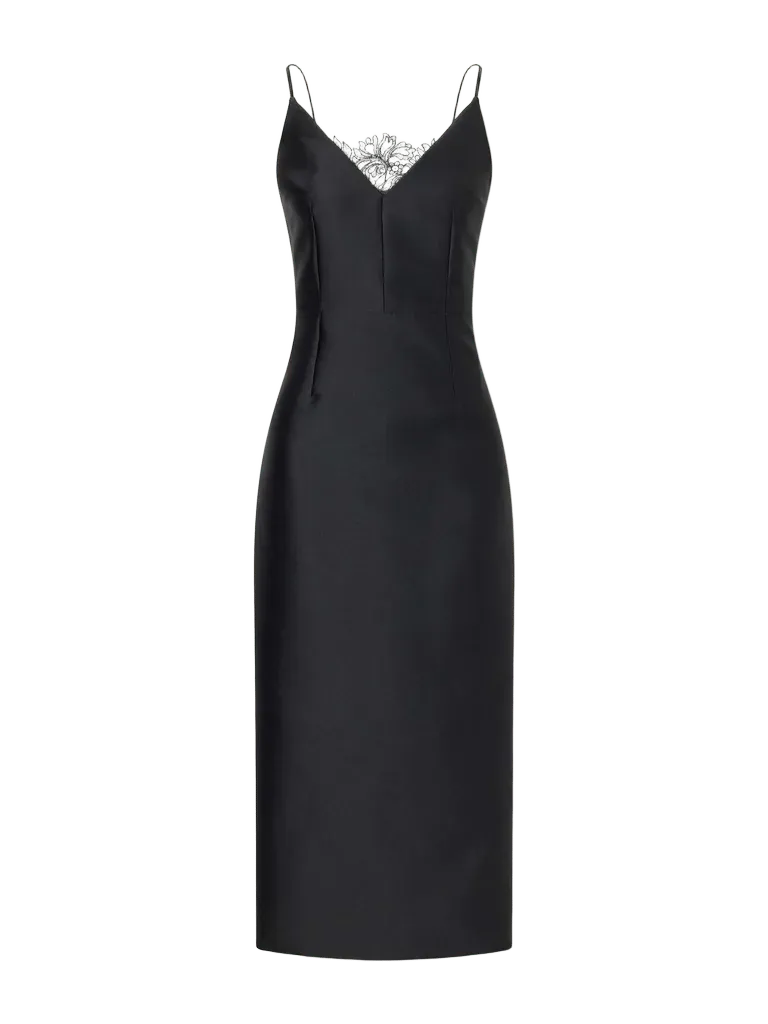 + Manolo Blahnik Libera lace-trimmed cady midi dress