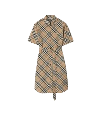 Check Cotton Shirt Dress