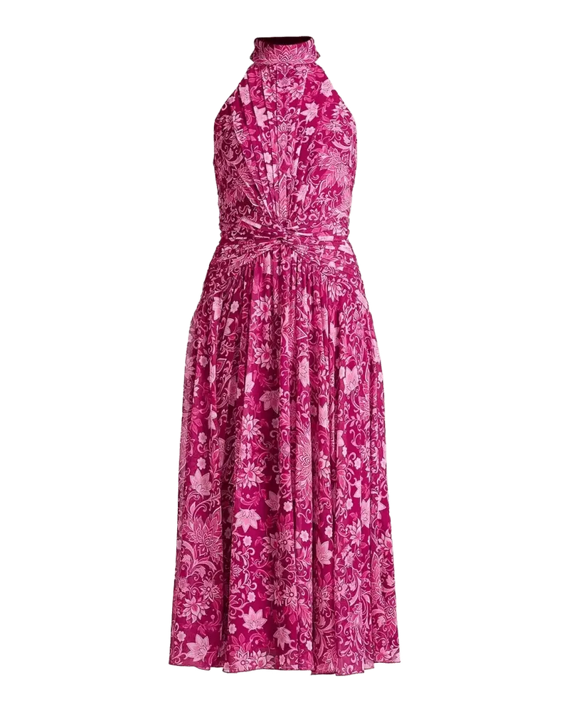 Pleated Floral Midi Dress