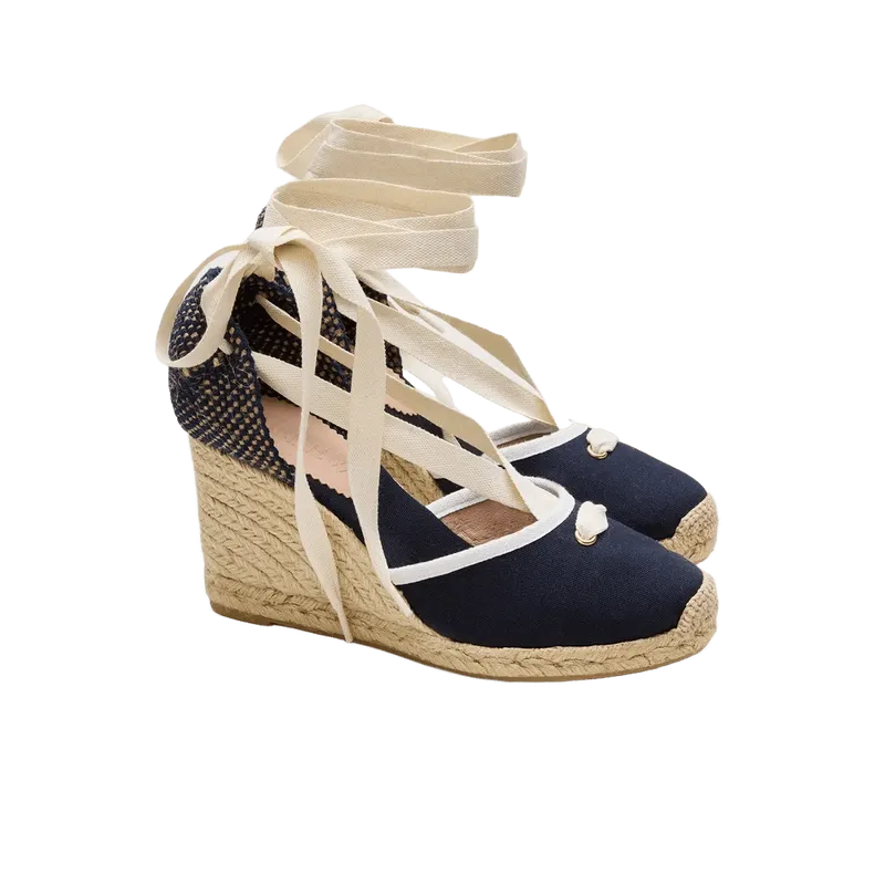 Made-in-Spain espadrille lace-up wedges