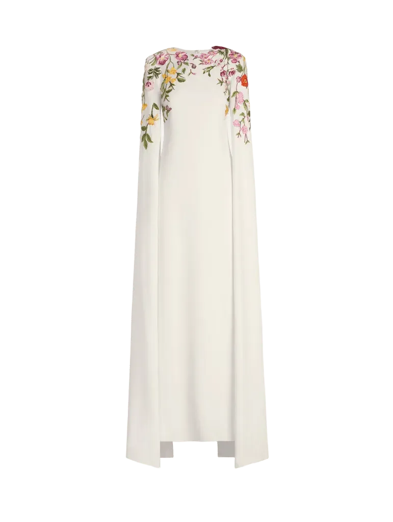 Mixed Botanical Embroidered Georgette Caftan