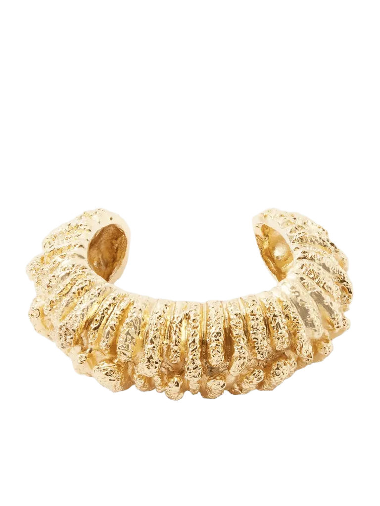 Bosco textured 18-karat gold-plated pewter bracelet