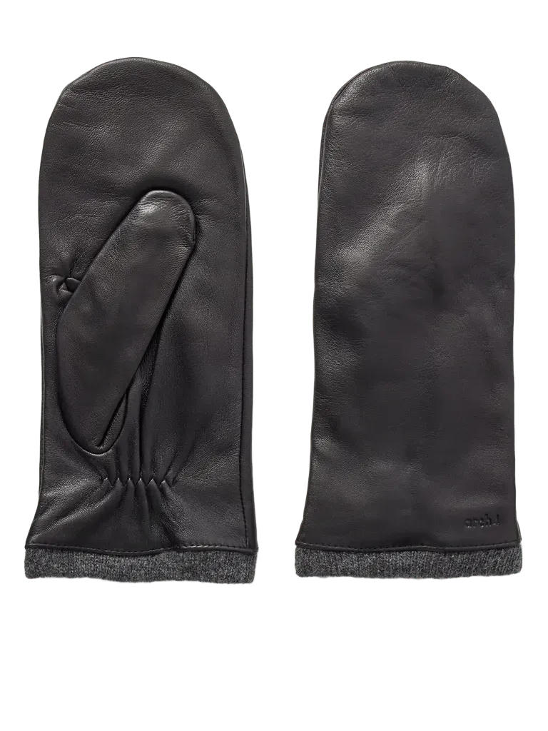Basil leather and cashmere gloves