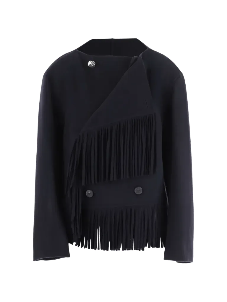 Carven fringe-trimmed double-breasted jacket