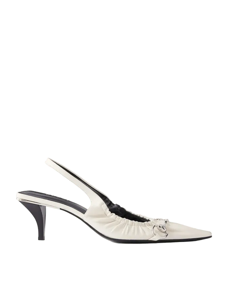 Vittoria 55 horsebit-embellished leather slingback pumps