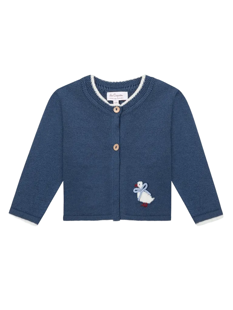 Petrol Blue Rain Merino Baby Cardigan