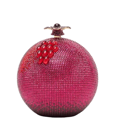 Pomegranate crystal-embellished clutch