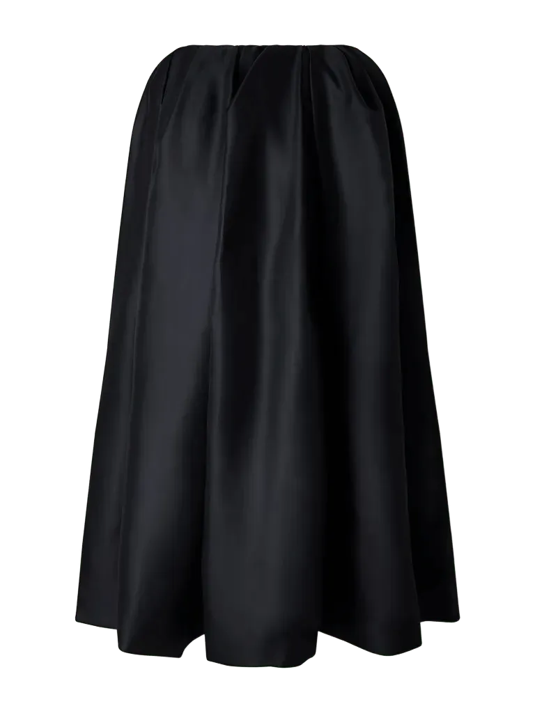 Adara sculptural pleated silk-twill organza maxi skirt