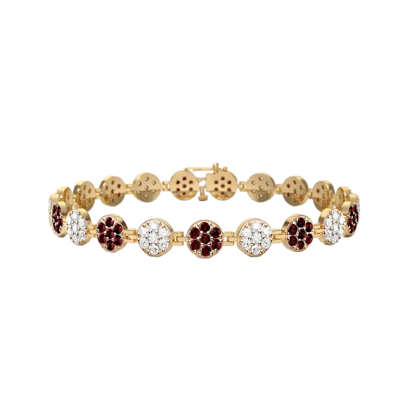 Rosecliff Tennis Diamond & Garnet Bracelet in 14k Gold (January)