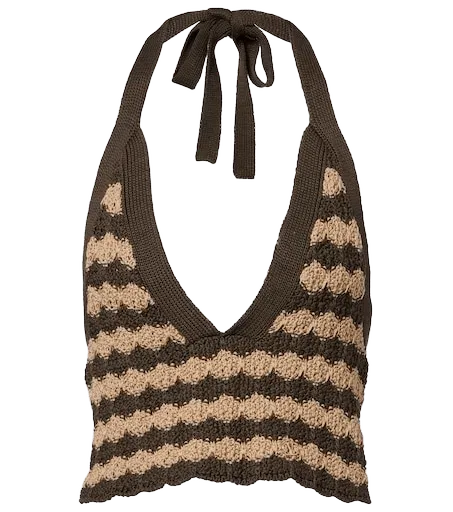 Striped knitted cotton crop top
