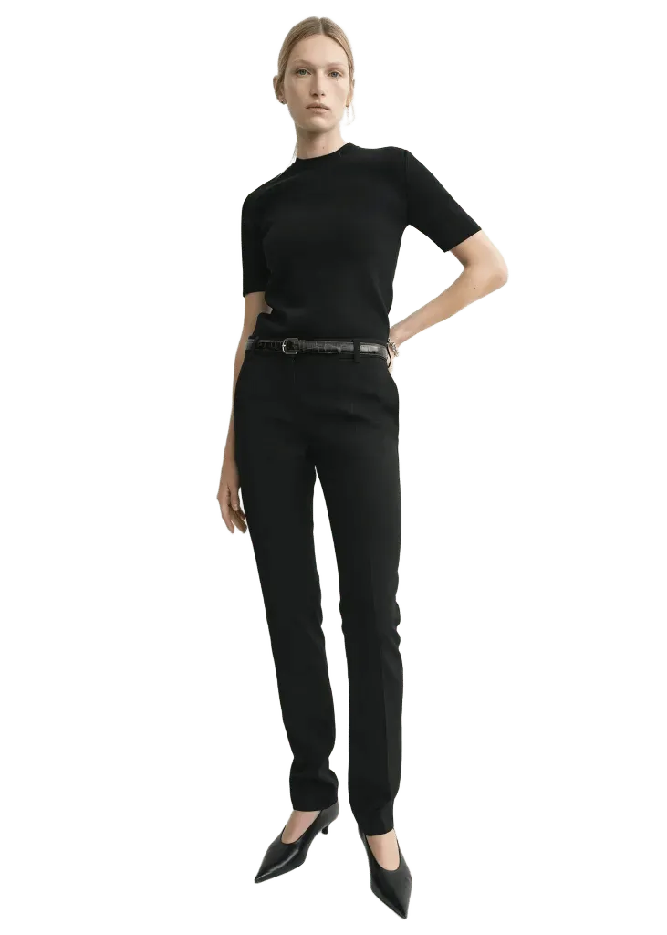 Low-waist slim evening trousers black