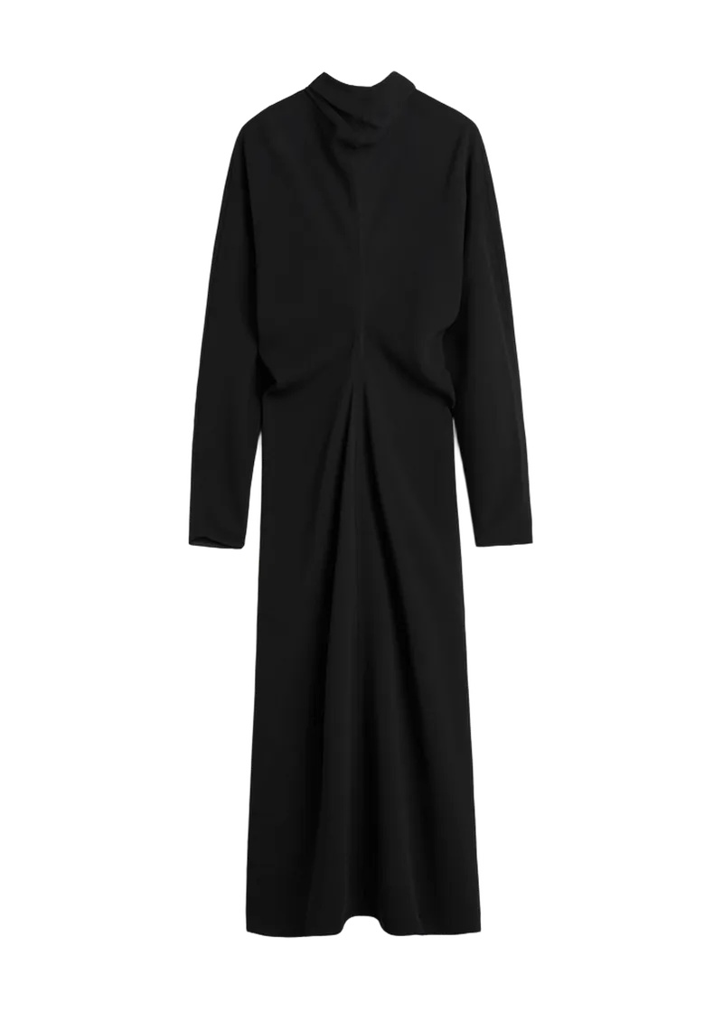 Slouch waist scarf dress black