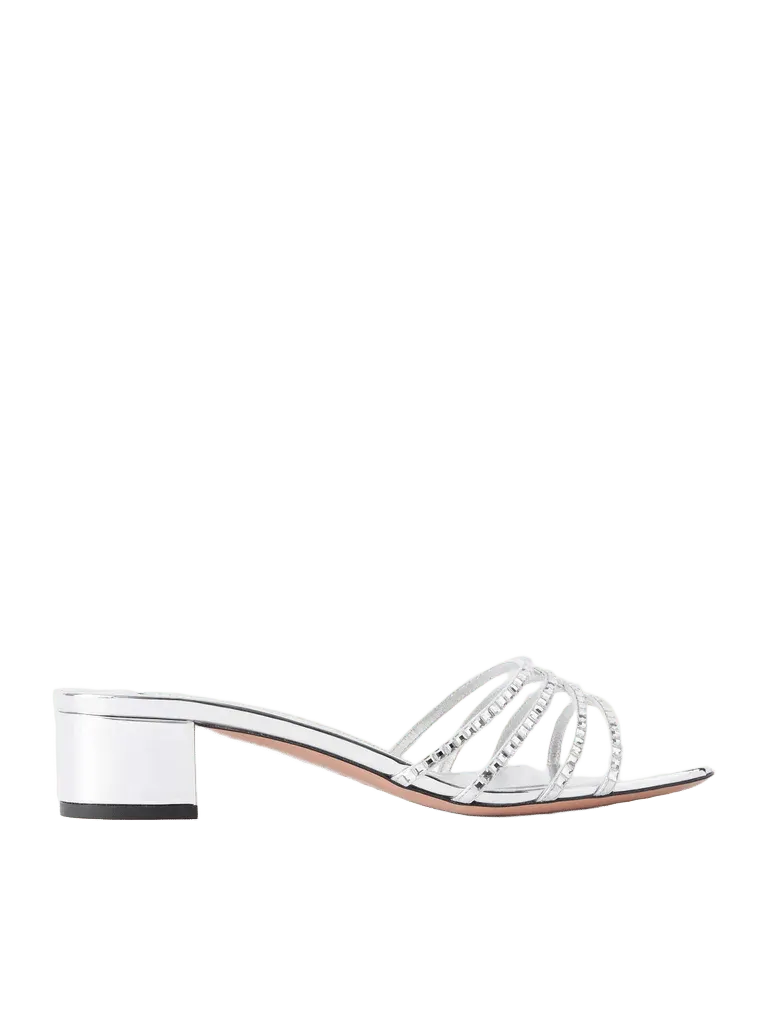 Sensation 35 embellished metallic leather mule