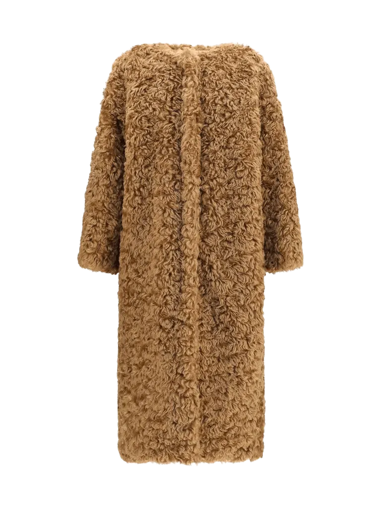 Kristina Ti Plush Textured Coat — Beige
