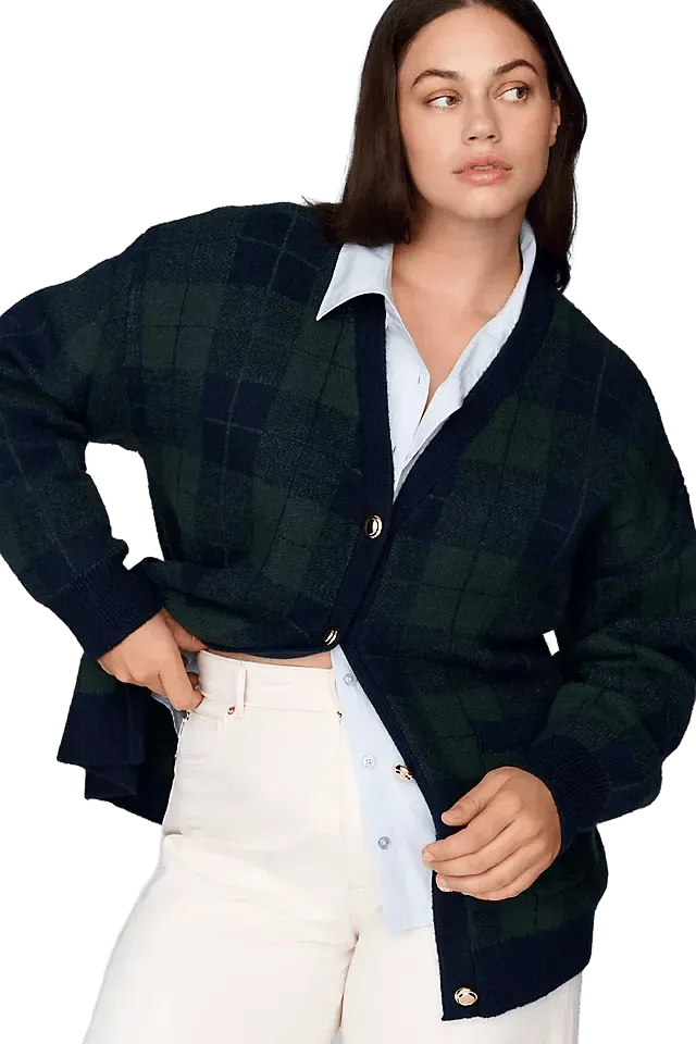 English Factory Plus Plaid Cardigan