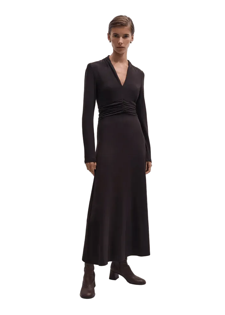 V-Neck Slim Maxi Dress