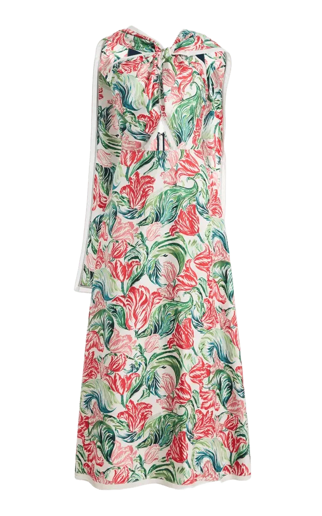 X-Drape Silk Midi Dress