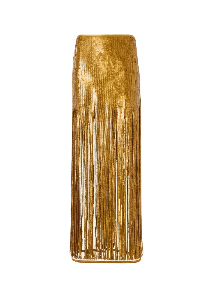 Sequined Fringe Midi Skirt