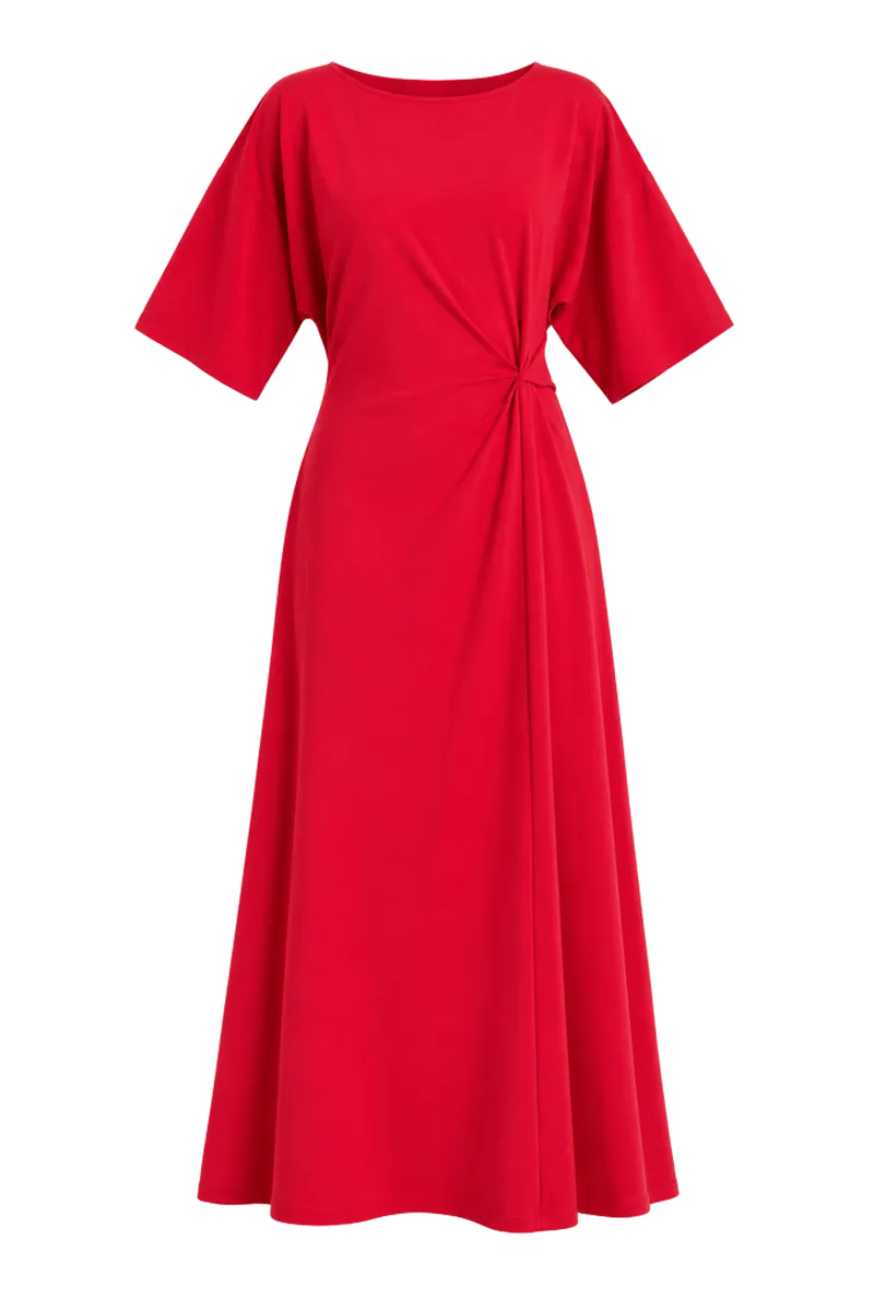 Apple Red Jersey Lisette Midi Dress
