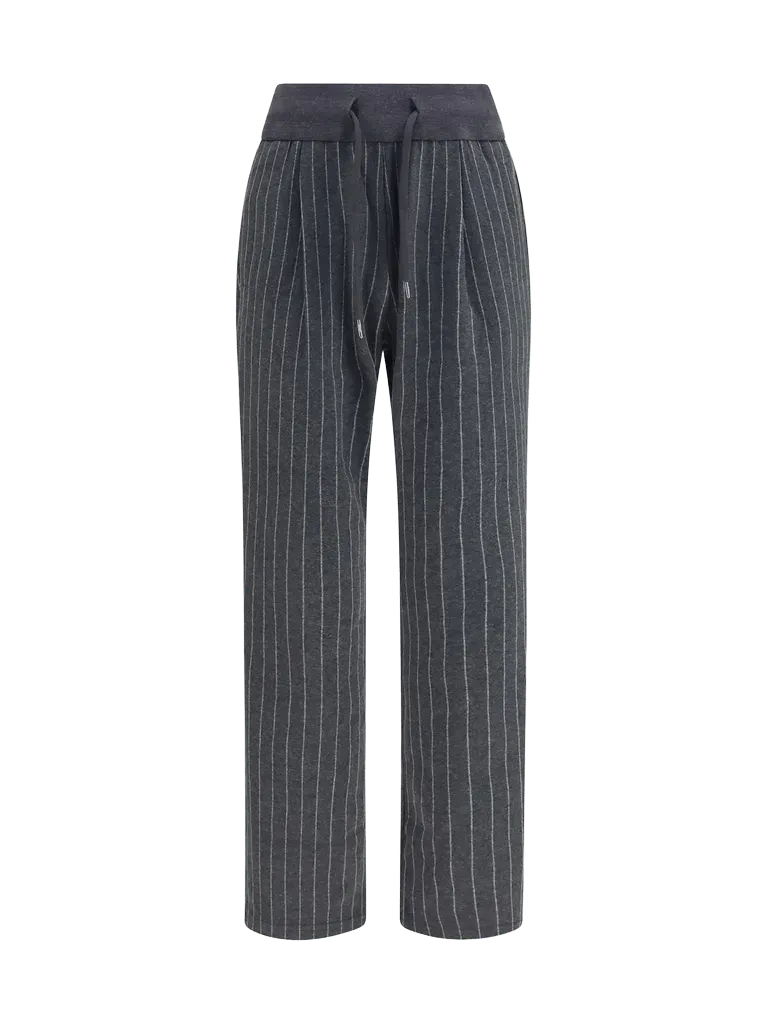 Herno Pinstripe Drawstring Trousers — Gray