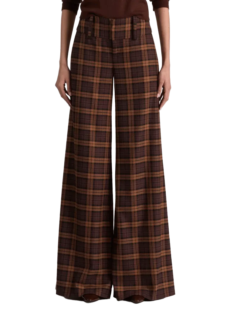 OLIVIA WIDE LEG PANT - DARK CHOCOLATE/CAMEL