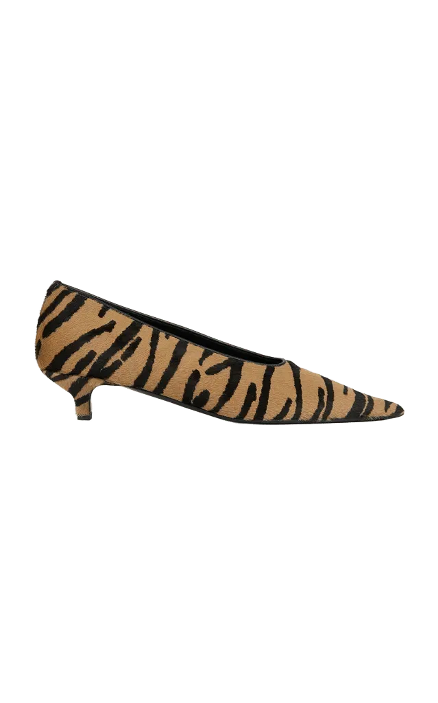 Sharp Pony Hair Kitten Pumps