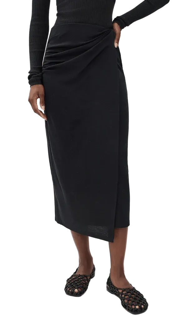 Waist Draped Midi Skirt