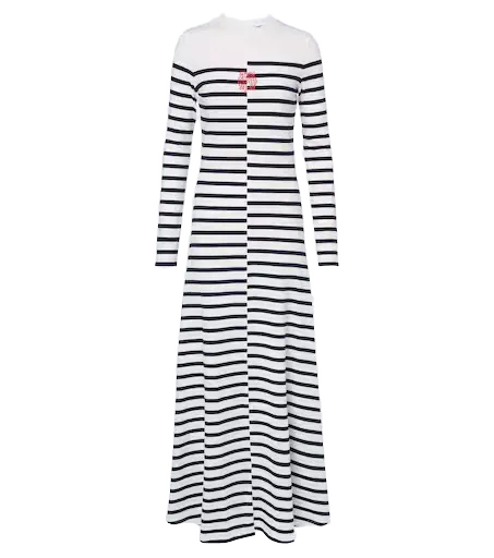 Striped cotton-blend jersey maxi dress