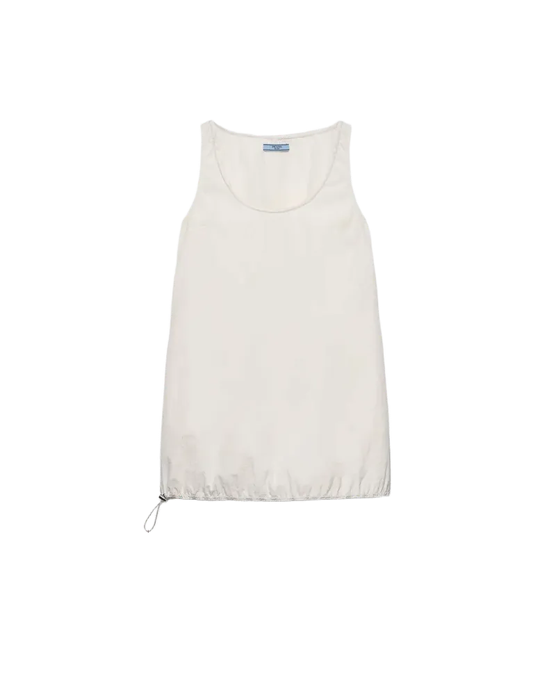 Sleeveless technical pongé mini-dress