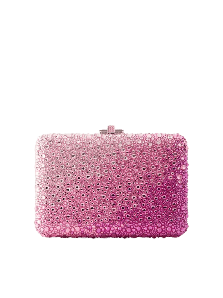 Slim Slide crystal-embellished silver-tone clutch