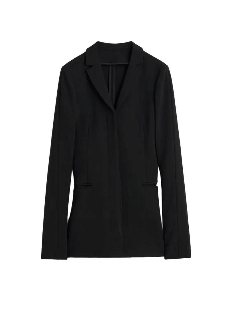 Slim stretch wool blazer black