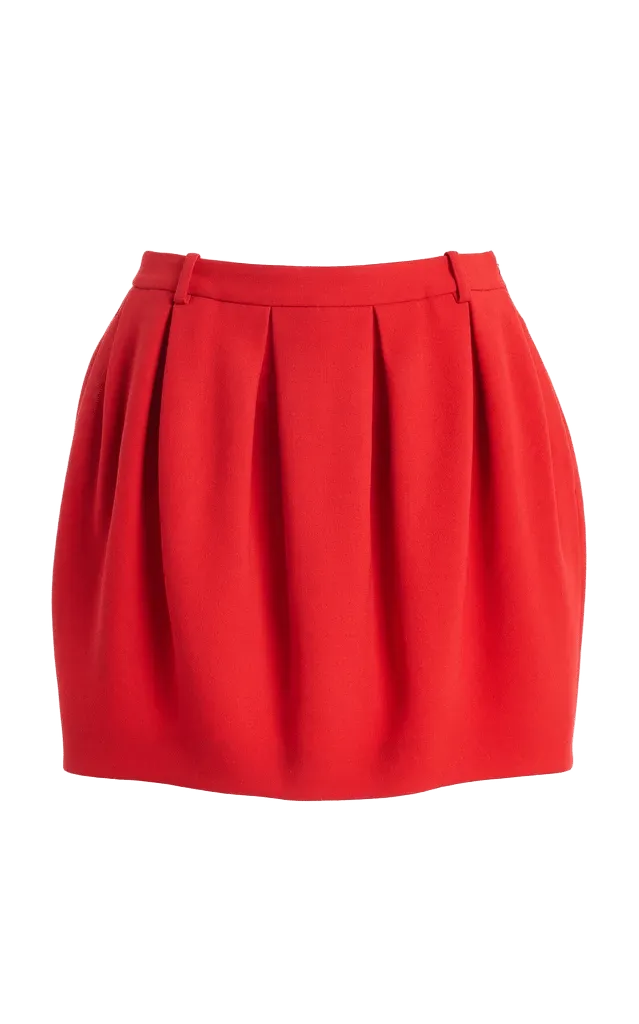 Pleated Bubble Wool-Blend Mini Skirt