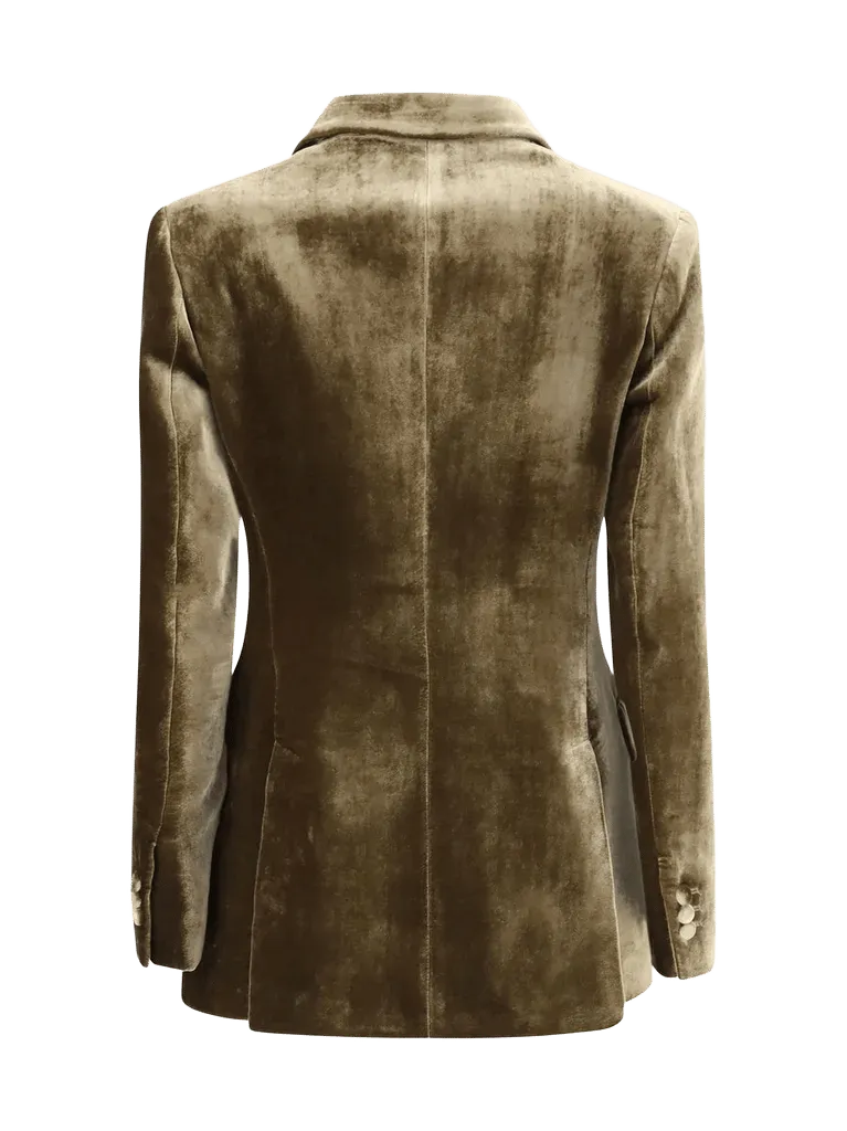 P.A.R.O.S.H. Velvet Double-Breasted Blazer — Taupe