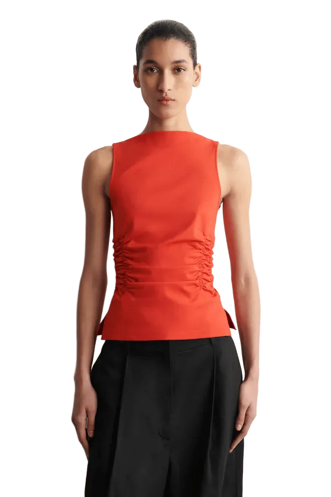 RUCHED-WAIST COTTON-JERSEY TANK TOP
