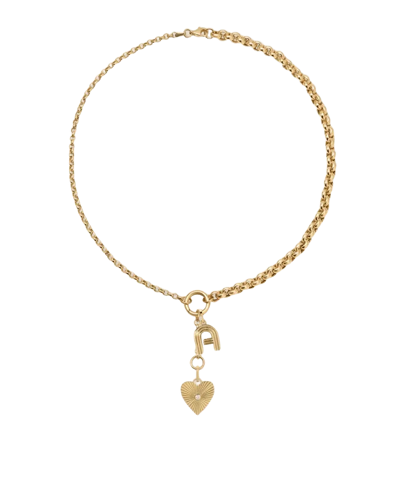 Groovy Diamond Love Rays Initial Charm Necklace