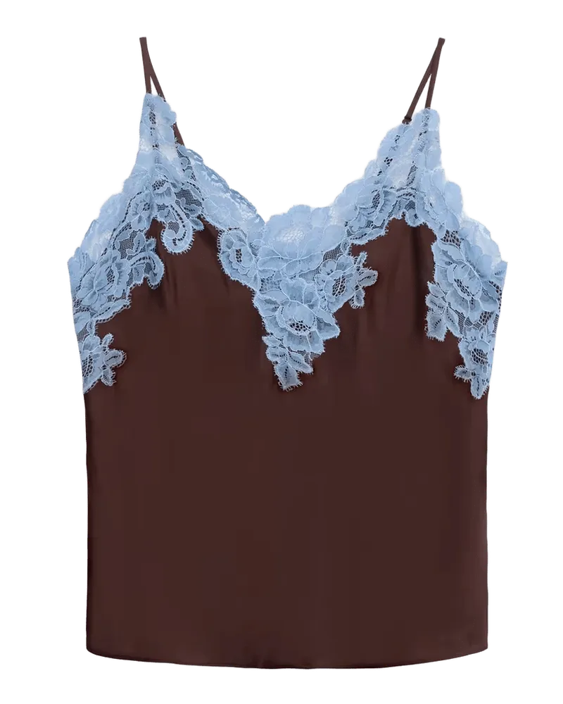 Hana Lace-Trim Satin Top
