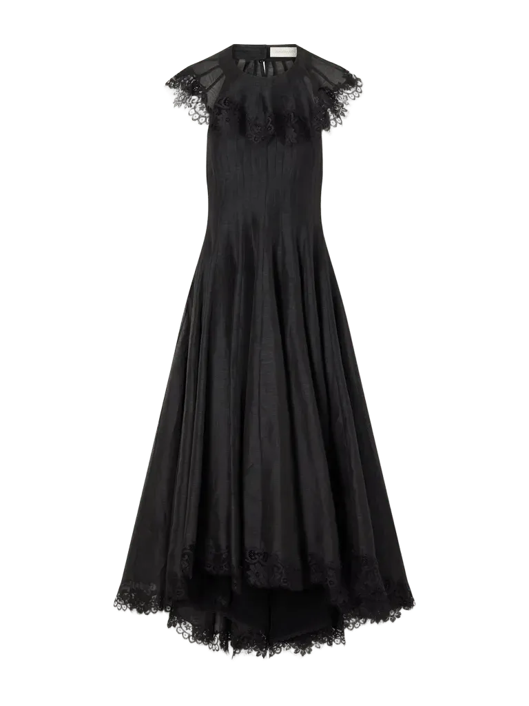 Ascent Flutter lace-trimmed linen and silk-blend gown