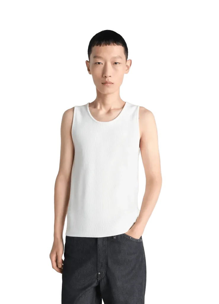 RIB TANK TOP IN COTTON LINEN RIB JERSEY