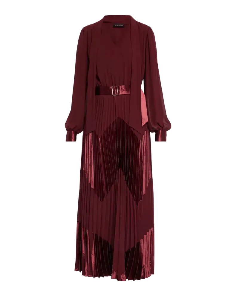 The Carrie Pleated Chevron Maxi Dress