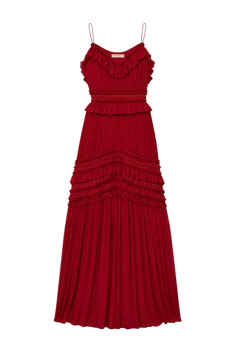Dorothea Sleeveless Silk Gown - Cerise