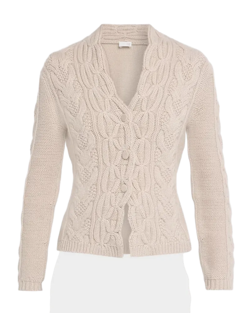Button-Front Aran Knit Cardigan