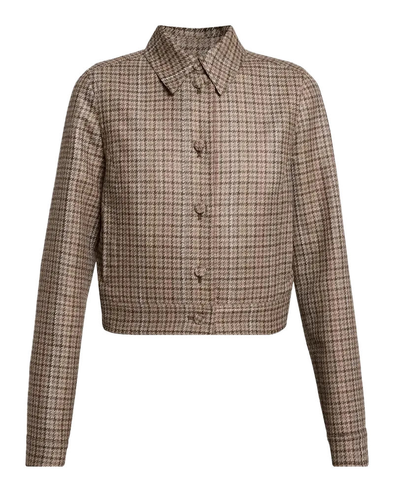 Thereza Clubcheck Wool-Silk Single-Breasted Jacket