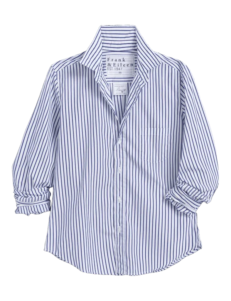 BARRY Light Blue and Navy Stripe, Italian Cotton