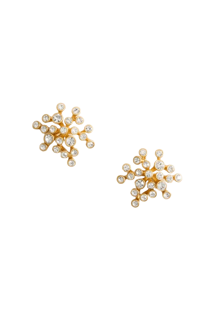 Gold Bezel Cluster Earrings