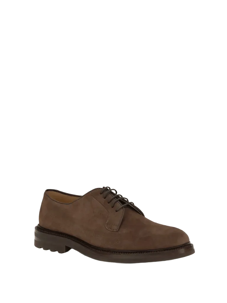 Brunello Cucinelli Suede Lace-Up Oxford — Brown