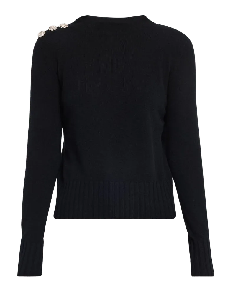 Crystal-Embellished Cashmere Mock-Neck Sweater