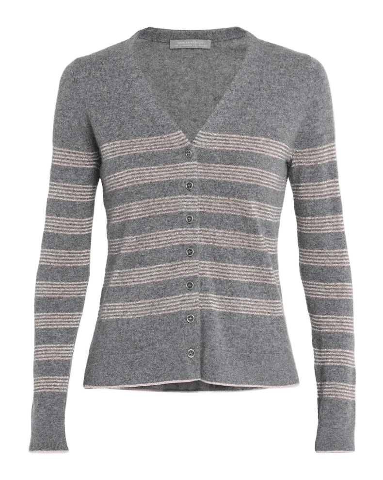 Cashmere Striped V-Neck Cardigan
