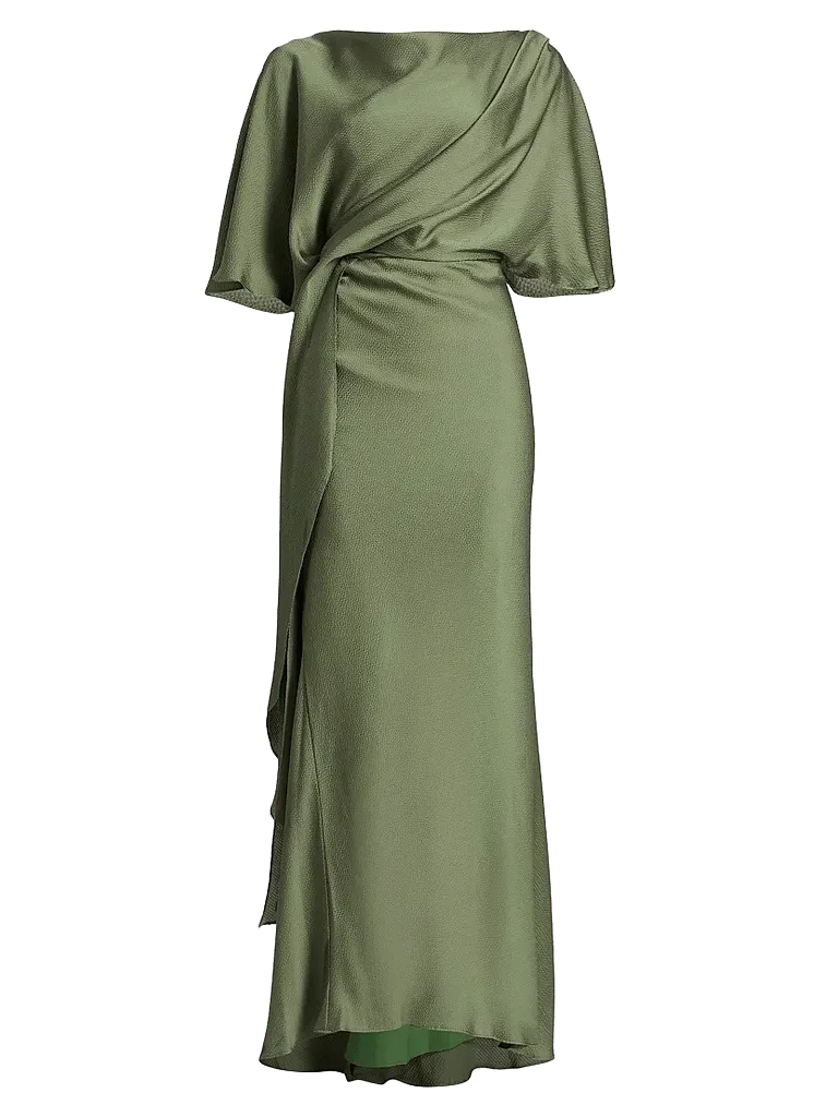 Hammered Satin A-Line Gown