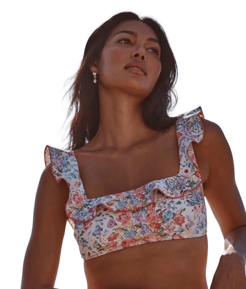 The Ruffle Seaway Square Neck Bikini Top