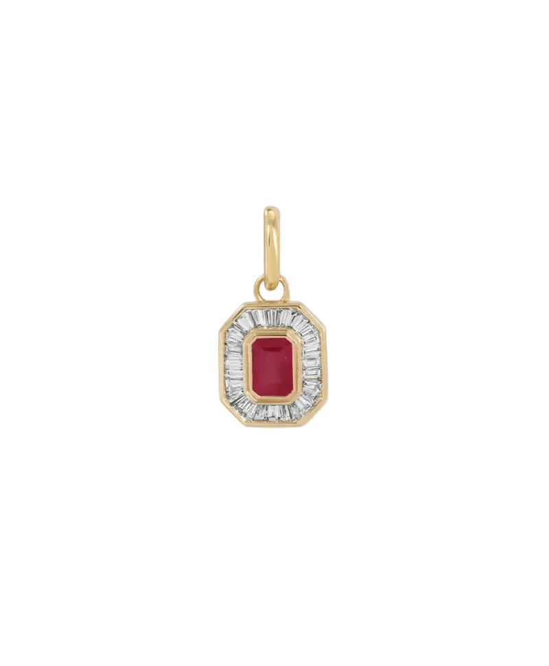 Deco Diamond + Ruby Hinged Charm